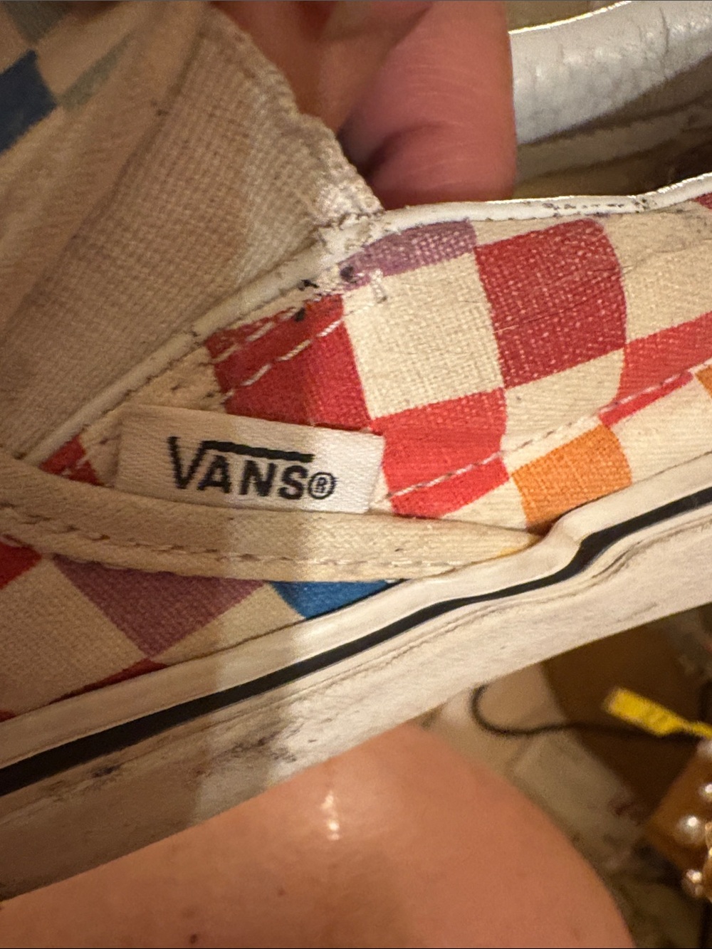 Vans Slip-On Pastel multi colored Check Sneaker Size 6-6-1/2. Unisex